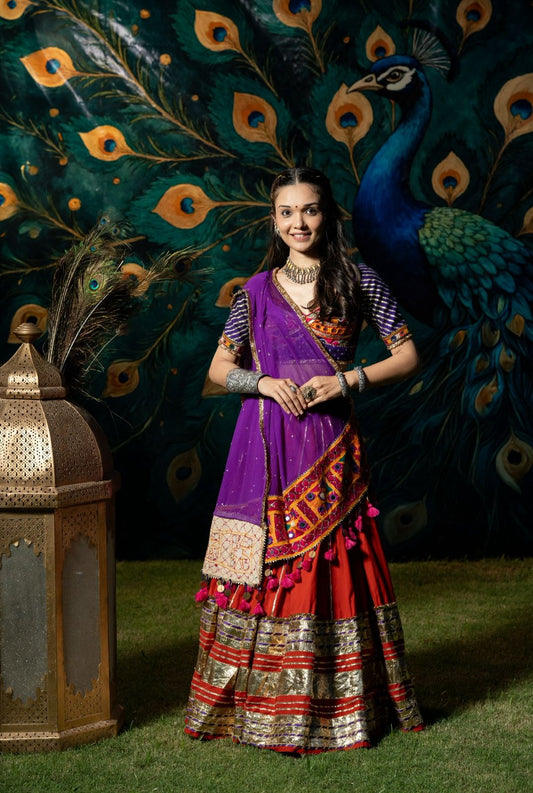 Red Leheriya Lehenga Set