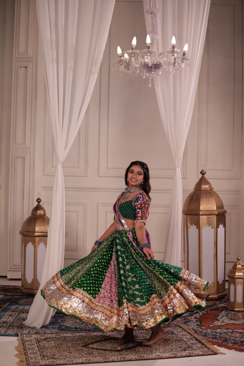 Green Multikali Skirt