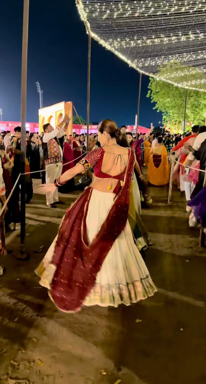 Virali Maroon white lehenga set