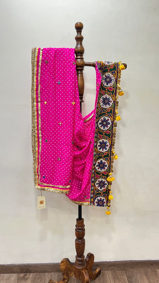 Bandhani With Patchwork Dupatta