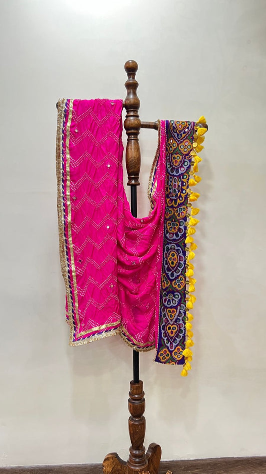 Bandhani With Patchwork Dupatta