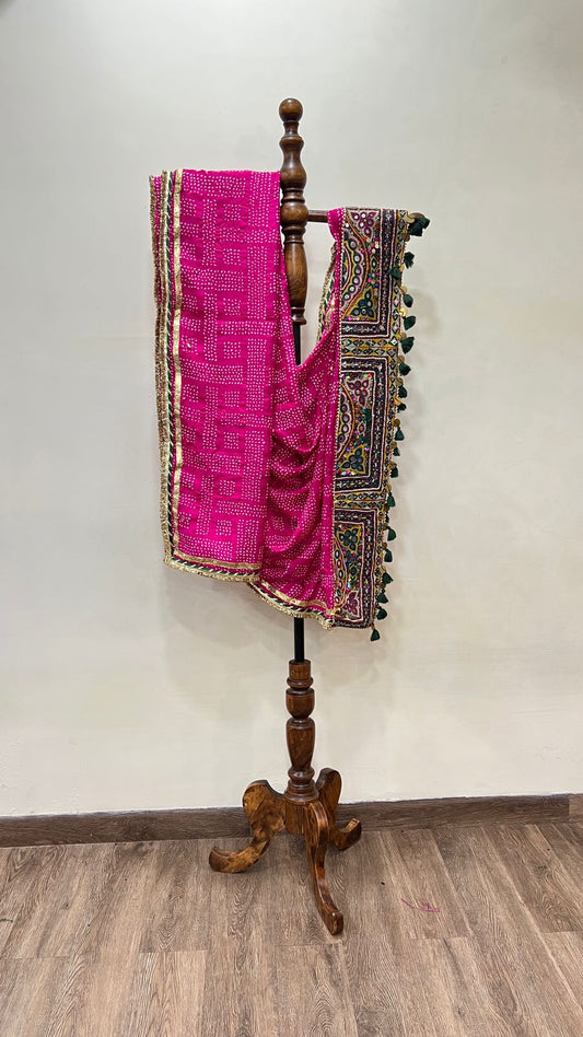 Bandhani With Patchwork Dupatta