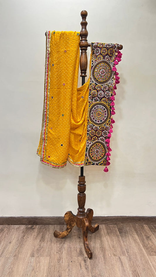 Bandhani With Patchwork Dupatta