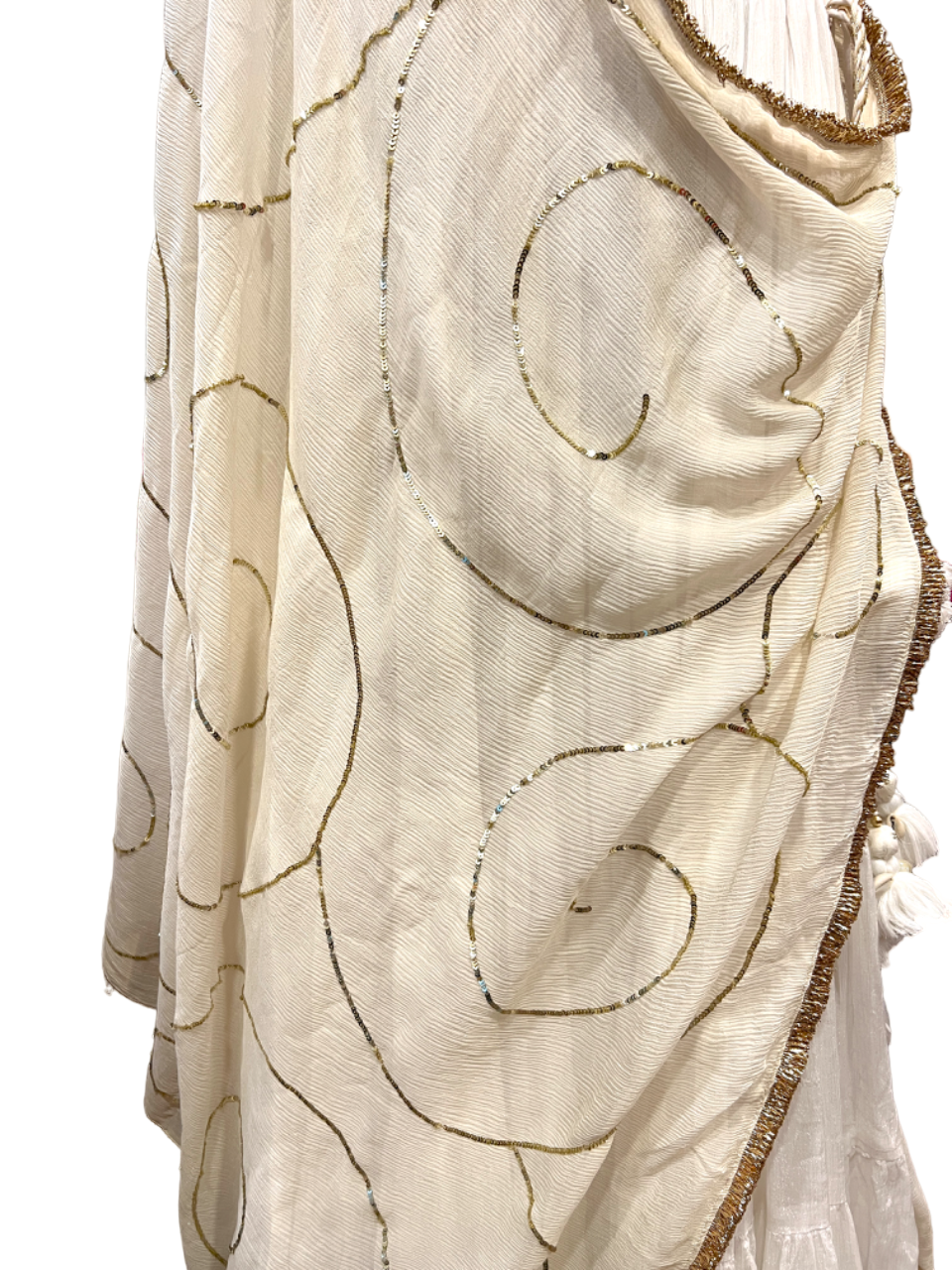 Off White Ghumer Dupatta - Anjanase