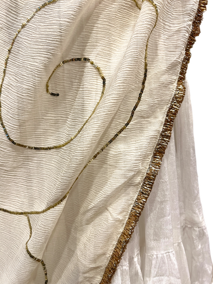 Off White Ghumer Dupatta - Anjanase