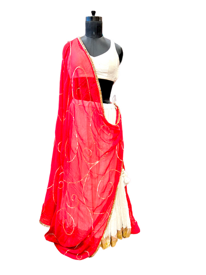 Red Ghumer Dupatta - Anjanase