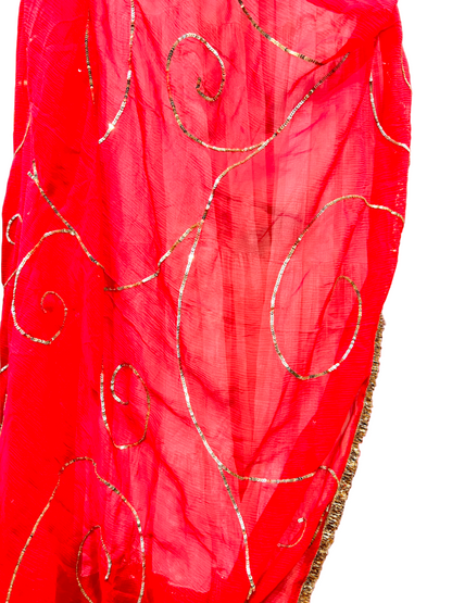 Red Ghumer Dupatta - Anjanase