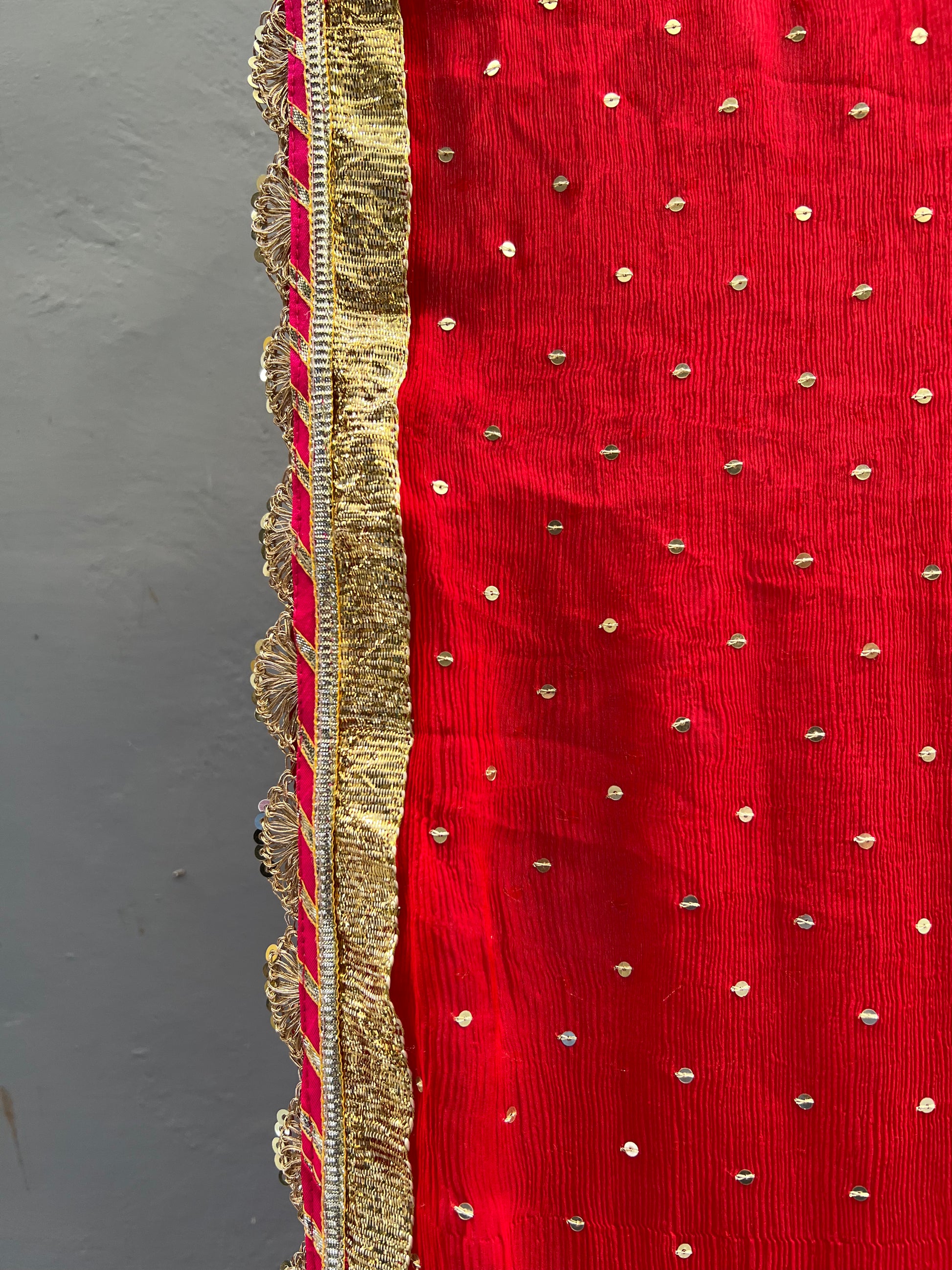 Red Chiffon Dupatta - Anjanase