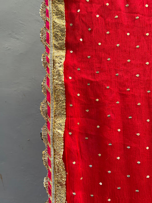Red Chiffon Dupatta - Anjanase