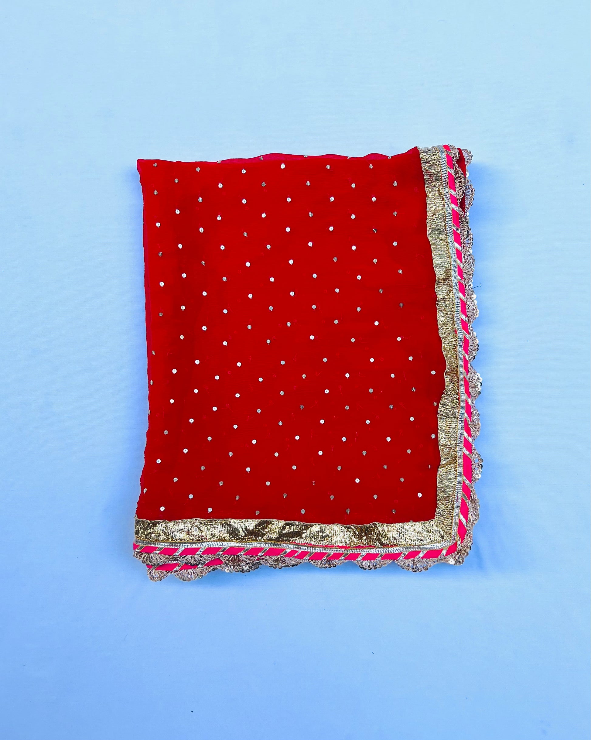 Red Chiffon Dupatta - Anjanase