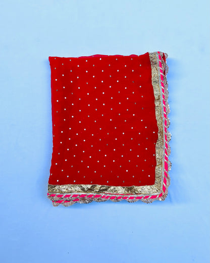 Red Chiffon Dupatta - Anjanase