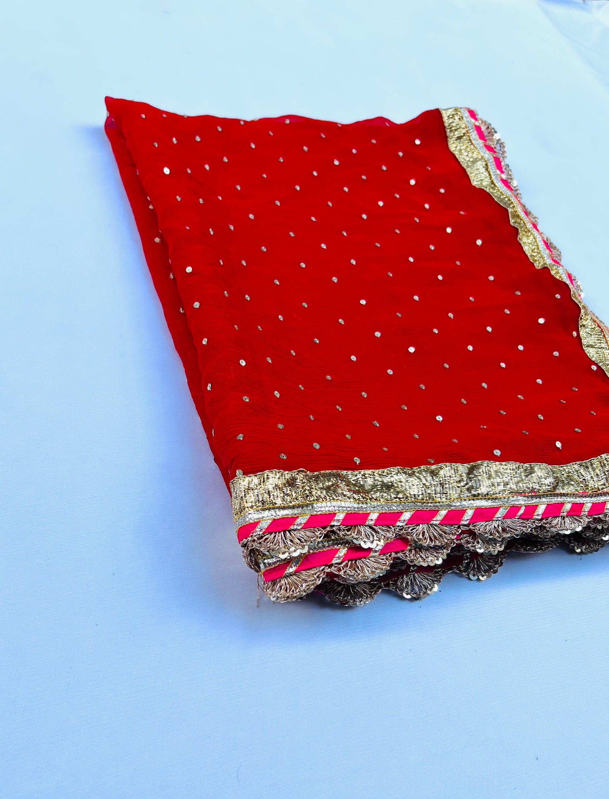 Red Chiffon Dupatta - Anjanase
