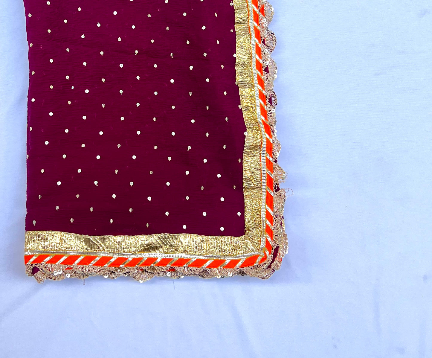 Maroon Chiffon Dupatta - Anjanase