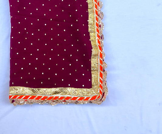 Maroon Chiffon Dupatta - Anjanase