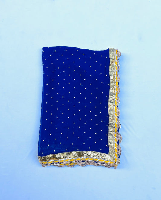 Royal Blue Chiffon Dupatta - Anjanase