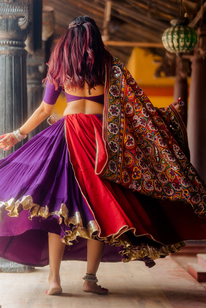 Purple Kutchi Lehenga Set - Anjanase