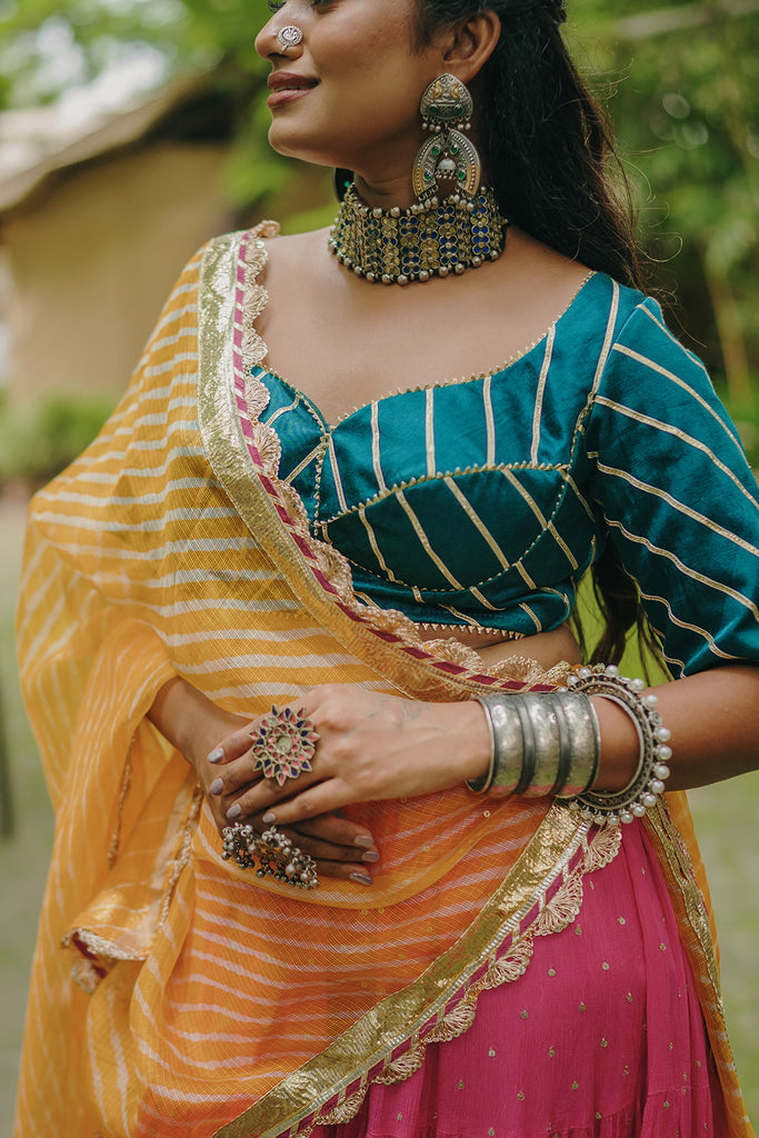 Line Detailed Green Blouse - Anjanase