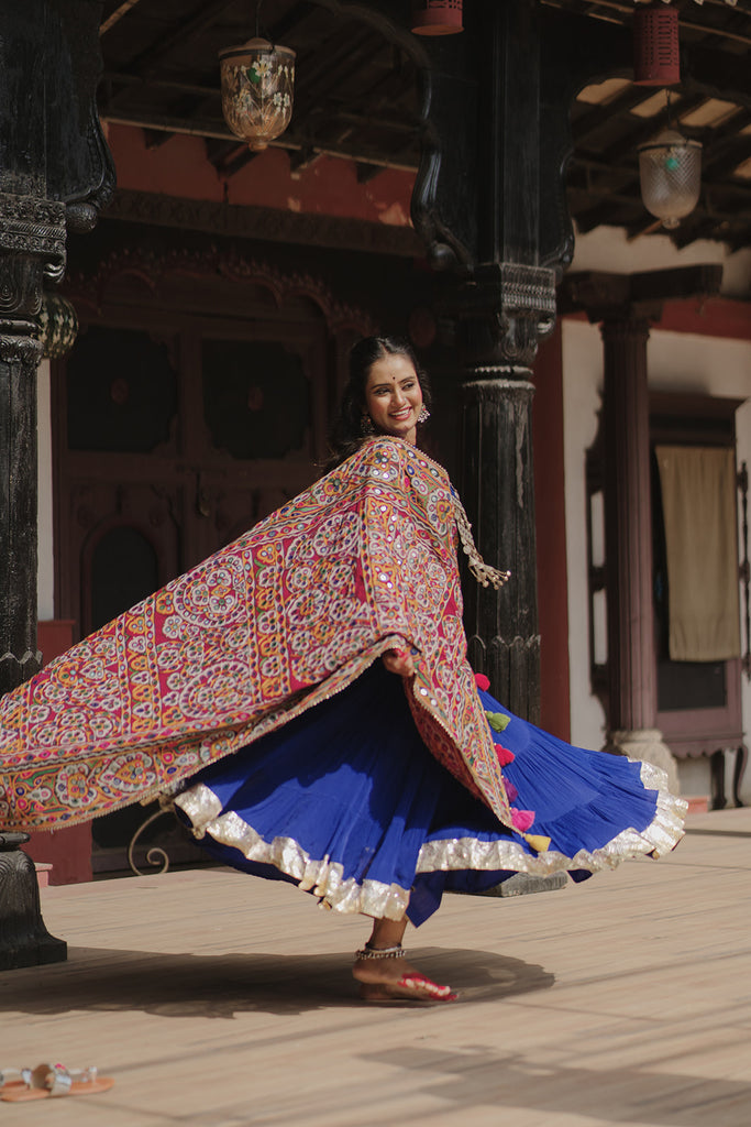 Bright Blue Flared Skirt - Anjanase