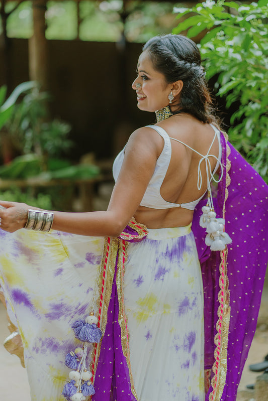 Purple Chiffon Dupatta - Anjanase