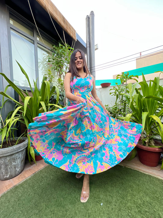 Navratri Coral Dress - Anjanase