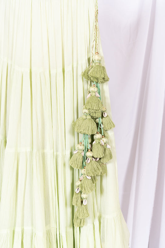 Pastel Green Flared Skrit - Anjanase