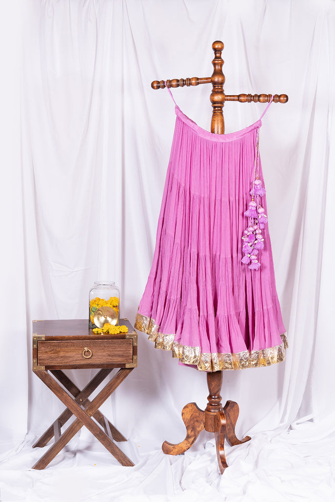 Baby Pink Flared Skirt - Anjanase