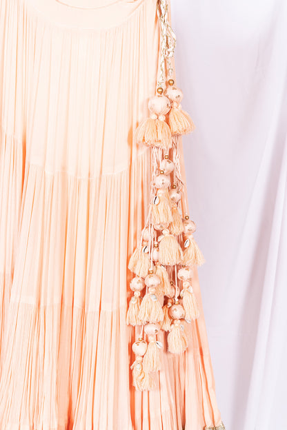 Pastel Peach Flared Skirt - Anjanase