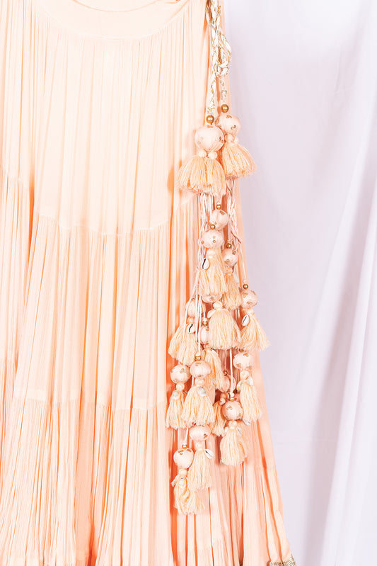 Pastel Peach Flared Skirt - Anjanase