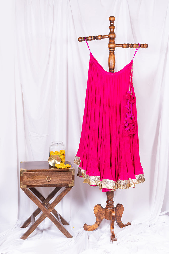 Hot Pink Flared Skirt - Anjanase