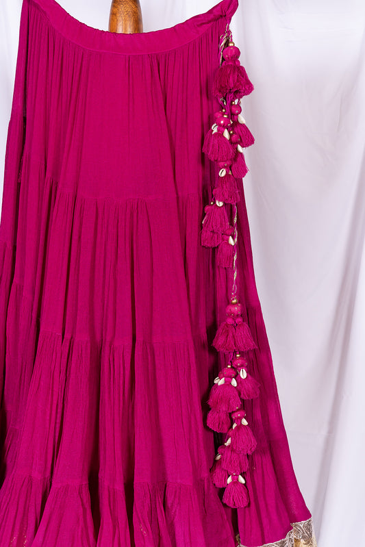 Royal Pink Flared Skirt - Anjanase